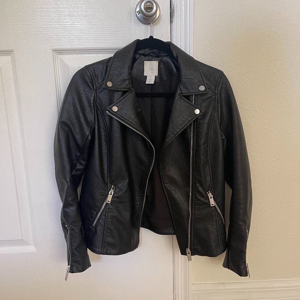 h and m faux leather jacket size SMALL